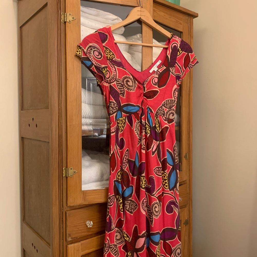 BODEN Pink Floral Ruffle Short Sleeve Dress